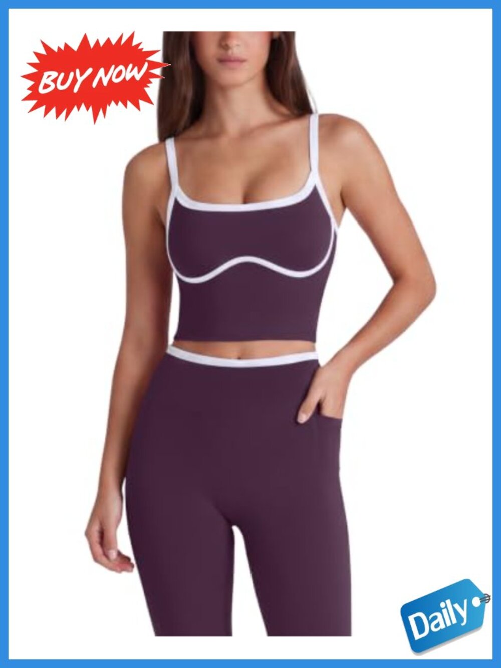 Two Piece Workout Set Nylon Elastane Tank Top Leggings Gym Yoga Pilates